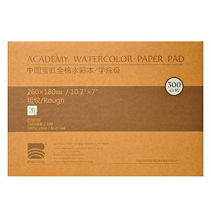 Bloco 26x18 Aquarela Baohong Academy Textura Rugosa 300g 20 Folhas