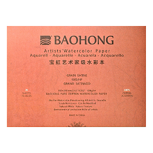 Bloco para Aquarela Baohong Artists' Watercolor Textura Satinada 300gsm 20 Folhas - 360x260mm