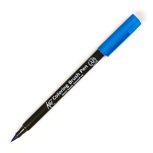 Caneta Marcador Koi Coloring Brush Azul Ceruleo - Ponta Pincel/Brush