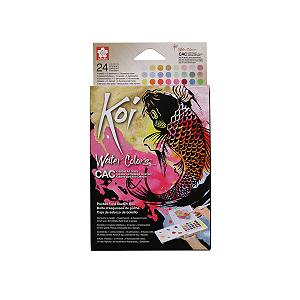 Estojo Aquarela Artístico Pastilhas KOI-Sakura - 24MPN Cores Metálicas, Peroladas e Fluorescentes