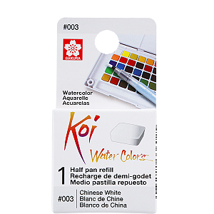 Refil De Aquarela Em Pastilha Koi Water Colors - BRANCO CHINES #003- Uso Profissional