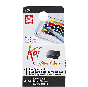 Refil De Aquarela Em Pastilha Koi Water Colors - PRETO MARFIM #004- Uso Profissional