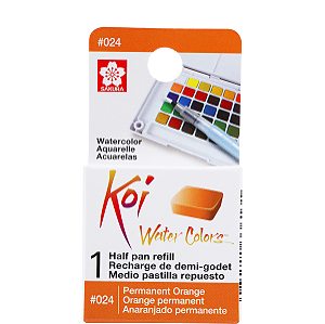 Refil De Aquarela Em Pastilha Koi Water Colors -LARANJA PERMANENTE #024- Uso Profissional