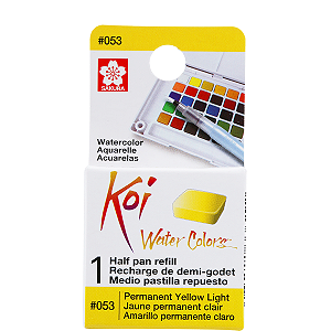 Refil De Aquarela Em Pastilha Koi Water Colors -LUZ AMARELO PERMANENTE  #053- Uso Profissional