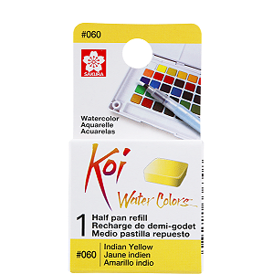 Refil De Aquarela Em Pastilha Koi Water Colors - AMARELO INDIANO #060- Uso Profissional