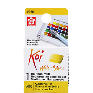 Refil De Aquarela Em Pastilha Koi Water Colors - MATIZ AUREOLINE #065- Uso Profissional