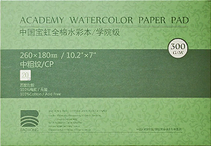 Bloco para Aquarela Baohong Academy Textura Fina 300gsm 20 folhas - 260x180mm