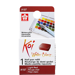 Refil De Aquarela Em Pastilha Koi Water Colors - VERMELHO CLARO #197- Uso Profissional