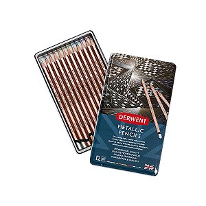 Estojo em Lata de Lápis de Cor Permanente Metallic - 12 Cores