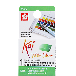 Refil De Aquarela Em Pastilha Koi Water Colors - VERDE FLUORESCENTE #266- Uso Profissional