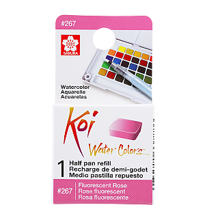 Refil De Aquarela Em Pastilha Koi Water Colors - ROSA FLUORESCENTE  #267- Uso Profissional