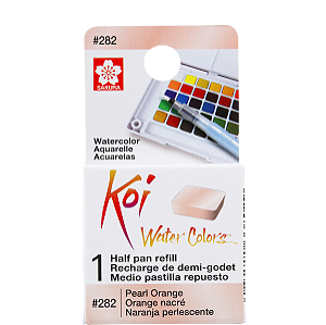 Refil De Aquarela Em Pastilha Koi Water Colors - LARANJA PEROLA  #282- Uso Profissional