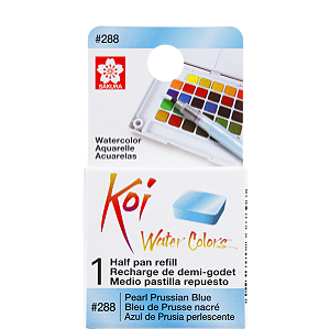 Refil De Aquarela Em Pastilha Koi Water Colors - AZUL PRUSSIA PEROLA #288- Uso Profissional