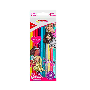 Lápis de Cor com Cores Fashion Especiais Barbie Tris - 10 Cores