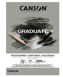 Bloco Graduate Mixed Media Canson A4 - 220g/m² 30 Folhas
