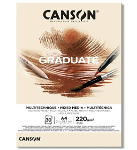 Bloco Graduate Canson Mixed Media A4 - 220g/m² 30 Folhas