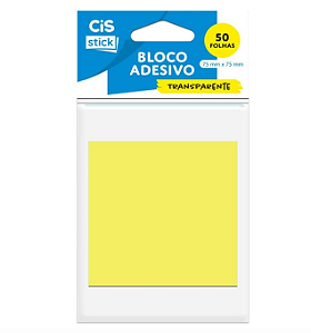 Bloco Adesivo CiS Office 75x75mm 50 Folhas - Transparente Amarelo Neon