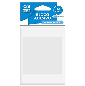 Bloco Adesivo CiS Office 75x75mm 50 Folhas - Transparente