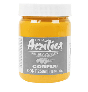 Tinta Acrílica Corfix 250ml  - 124 Amarelo Cadmio Escuro Imit.