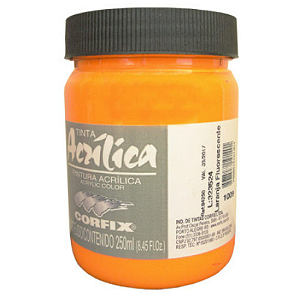 Tinta Acrílica Corfix 250ml - Fluorescente Laranja 1009