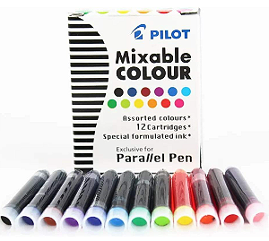 Refil Tinta Pilot para Caneta Parallel Pen - 12 Unidades Colorido