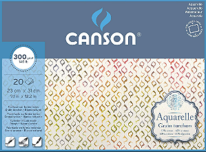 Bloco Aquarelle Canson Grain Torchon 300g/m² 31x23cm - 20 Folhas