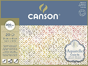 Bloco Aquarelle Canson Grain Fin 300g/m² 41x31cm - 20 Folhas