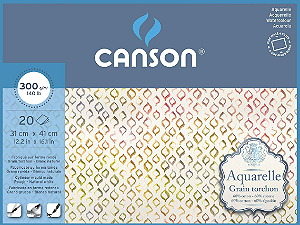 Bloco Aquarelle Canson Grain Torchon 300g/m² 41x31cm - 20 Folhas