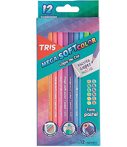 Lapis Cor Tris Mega Softcolor Tons Pasteis - 12 Cores