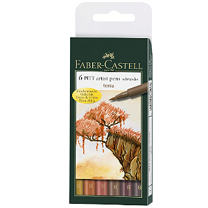 Canetas Artística Faber-Castell Pitt Ponta (B) Terra - 6 Cores