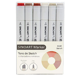 Marcador Artístico Sinoart Marker - 6 Tons Sketch