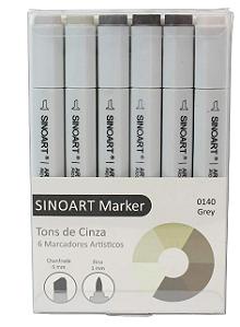 Marcador Artístico Sinoart Marker - 6 Tons Cinza I