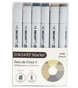 Marcador Artístico Sinoart Marker - 6 Tons Cinza II