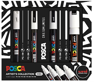 Conjunto Posca Artist's Collection Branco - 4 Unidades