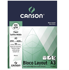 Bloco de Papel Layout Canson Tipo Papel Sulfite 120g/m² - Tamanho A3