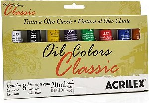 Estojo Tinta Óleo Classic Colors Acrilex - 8 Cores - 20ml