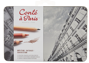 Estojo de Lápis Para Desenho Conté à Paris Sketch Set 12 Lápis