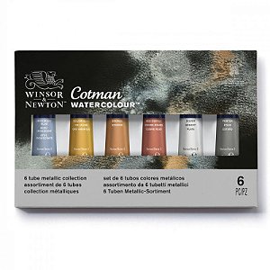 Estojo de Tinta Aquarela em Tubo Winsor & Newton Cotman - 6 Cores Metálicas