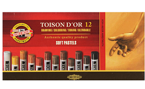 Giz Pastel Seco Toison D'or Koh-I-Noor - 12 Cores Tons de Marrom