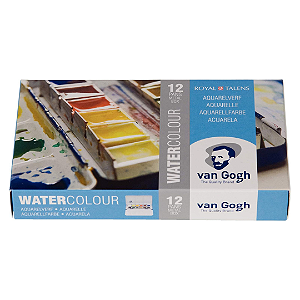 Estojo de Metal de Aquarela em Pastilha Van Gogh - 12 Cores