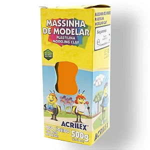 Massa de Modelar Laranja Plastilina 500g Acrilex