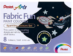 Tinta para Tecido Fabric Fun Pentel Arts - 8 Cores Brilhantes