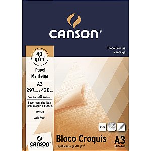Bloco Croquis Manteiga Canson A3 40g/m 50 Folhas