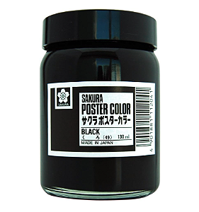 Tinta Guache Poster Color Sakura 130ml - Preto