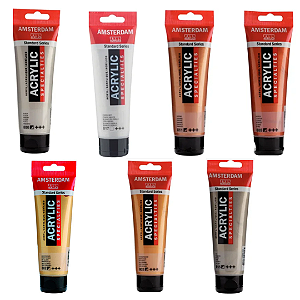 Kit 7x Tintas Metálicas Amsterdam 120ml