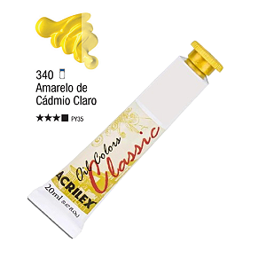 Tinta Óleo em Tubo Oil Colors Classic Acrilex 20mL - Amarelo de Cádmio Claro (340)