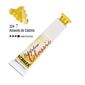 Tinta Óleo em Tubo Oil Colors Classic Acrilex 20mL - Amarelo de Cádmio (324)