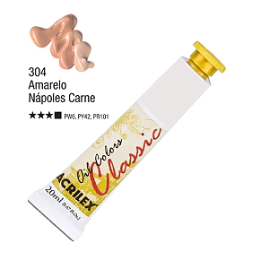 Tinta Óleo em Tubo Oil Colors Classic Acrilex 20mL - Amarelo Nápoles Carne (304)