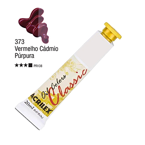 Tinta Óleo em Tubo Oil Colors Classic Acrilex 20mL - Vermelho de Cádmio Purpura (373)