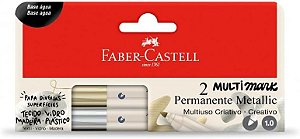 Marcador MultiMark Multisuperfície Permanente Faber-Castell 1.0mm - Prata e Ouro
